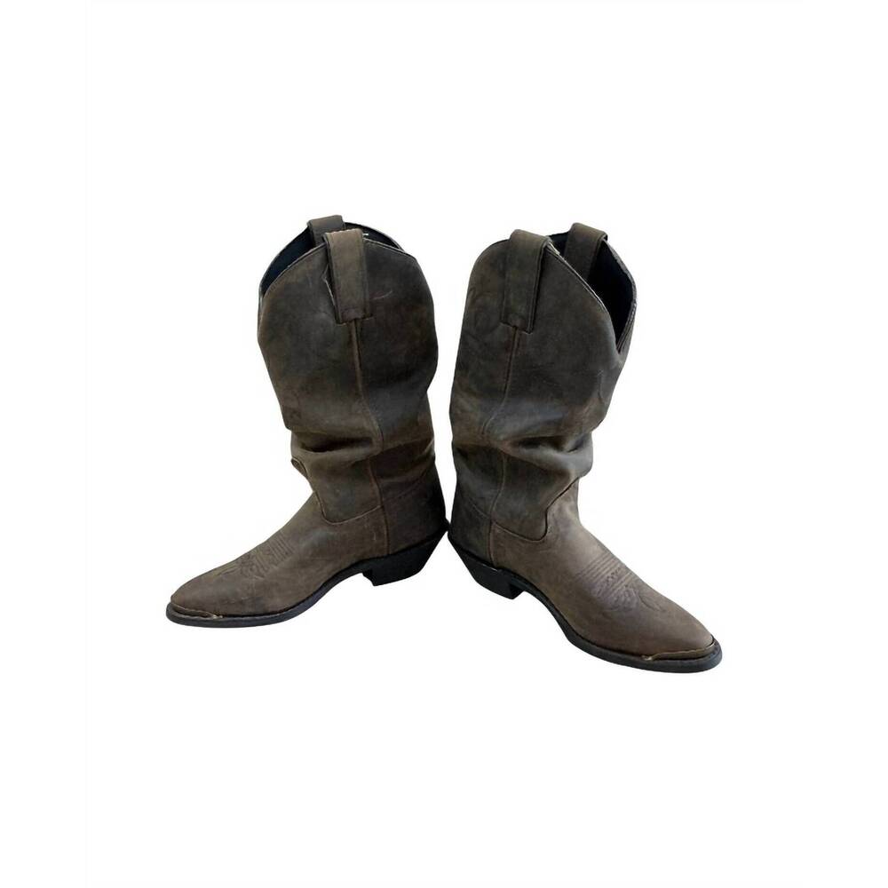NEW DOUBLE-H BOOTS men's slouch leather western cowboy boots in classic brown